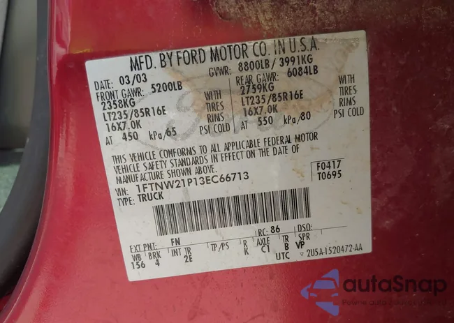 1FTNW21P13EC66713: 40052581