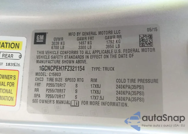 1GCNCPEH7FZ321154: 40052689