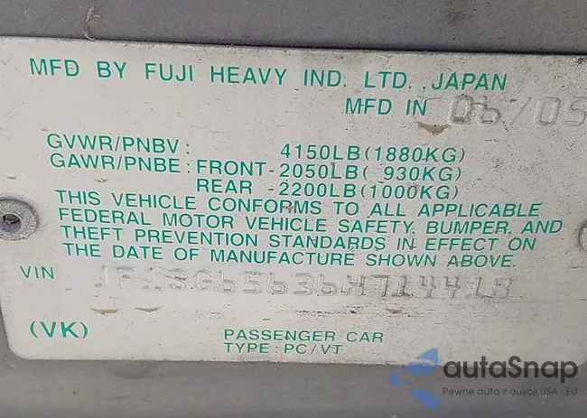 JF1SG65636H714418: 40052713