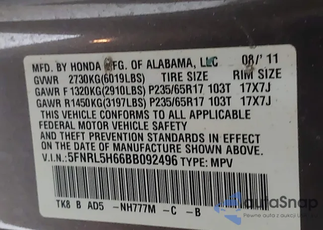 5FNRL5H66BB092496: 40052806