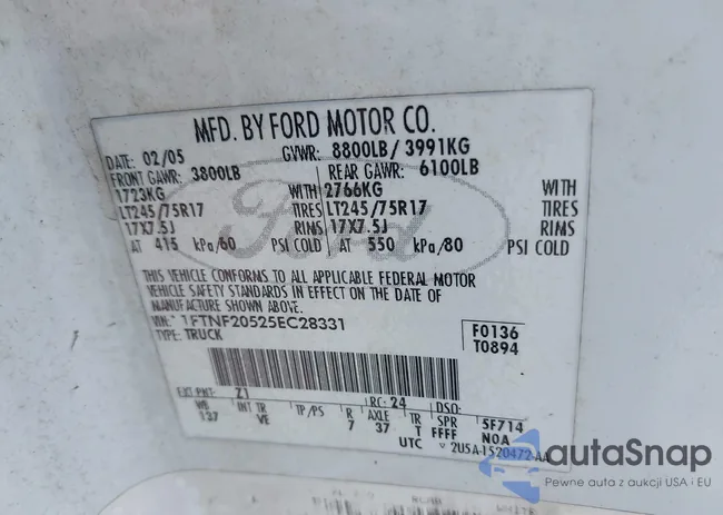 1FTNF20525EC28331: 40053933