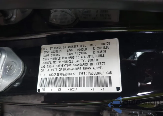 1HGCP26709A006477: 40054240