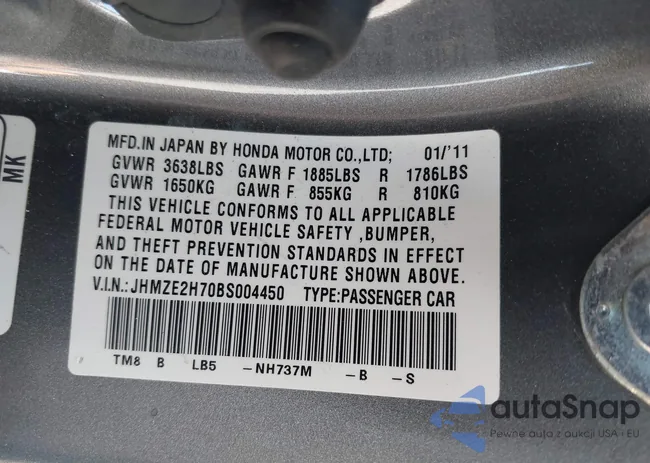 JHMZE2H70BS004450: 40054504