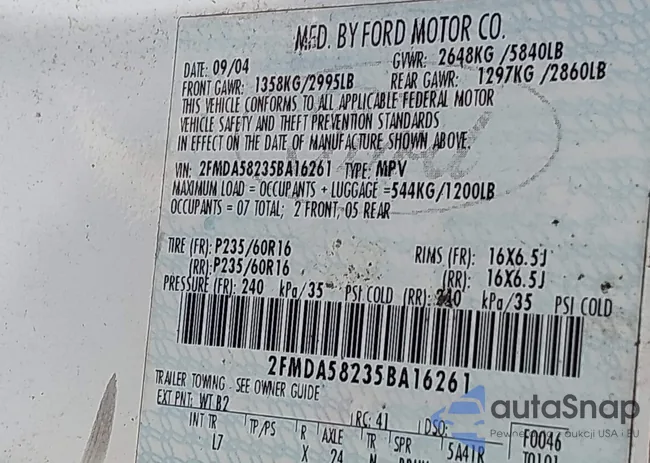 2FMDA58235BA16261: 40054938