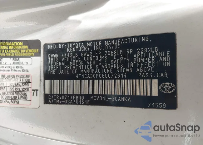 4T1CA30P06U072614: 40055911