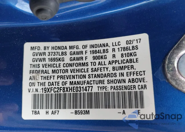 19XFC2F8XHE031477: 40056091