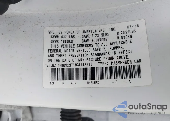 1HGCR2F73GA158616: 40056158