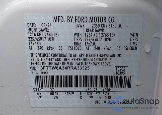 3FTTW8A34RRA33325: 40056308