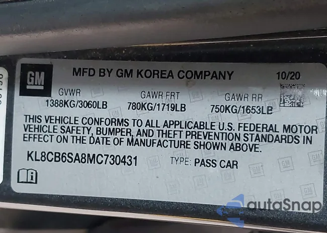 KL8CB6SA8MC730431: 40056311