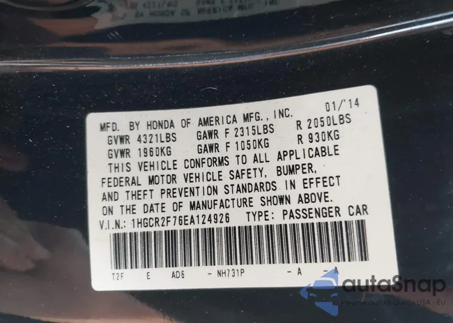 1HGCR2F76EA124926: 40056389