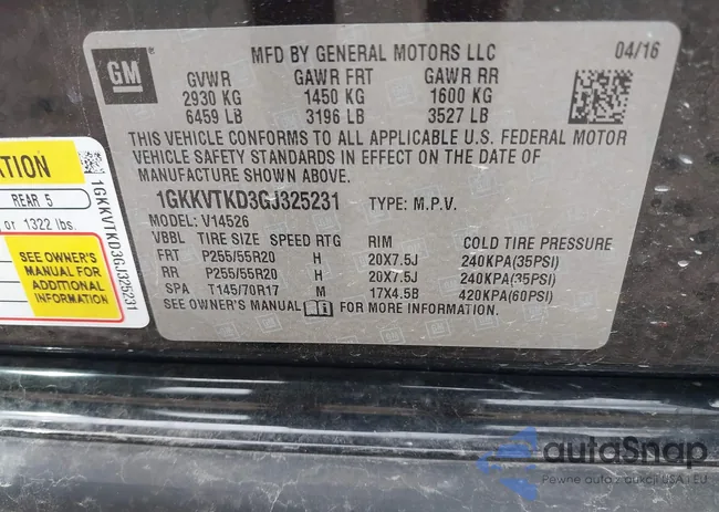 1GKKVTKD3GJ325231: 40055711