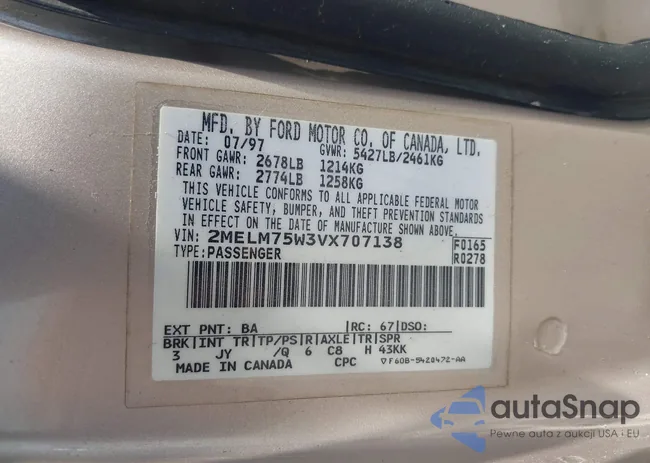 2MELM75W3VX707138: 40055743