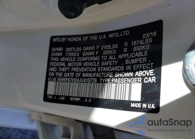 SHHFK7H24JU415729: 40057174