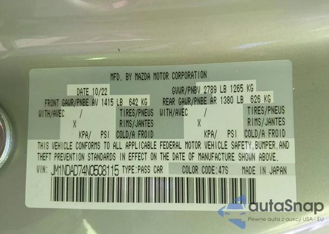 JM1NDAD74N0508115: 40057275