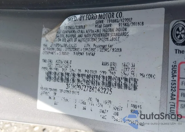 3FAHP07Z78R143225: 40056721