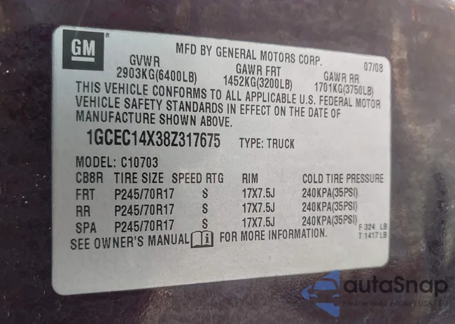 1GCEC14X38Z317675: 40057986