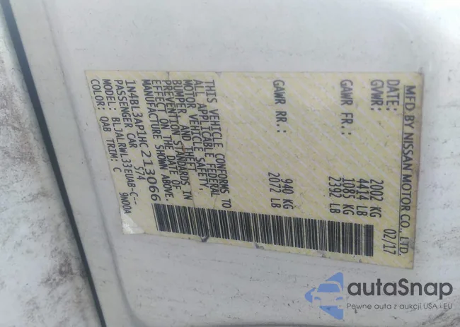 1N4BL3AP1HC213066: 40058033