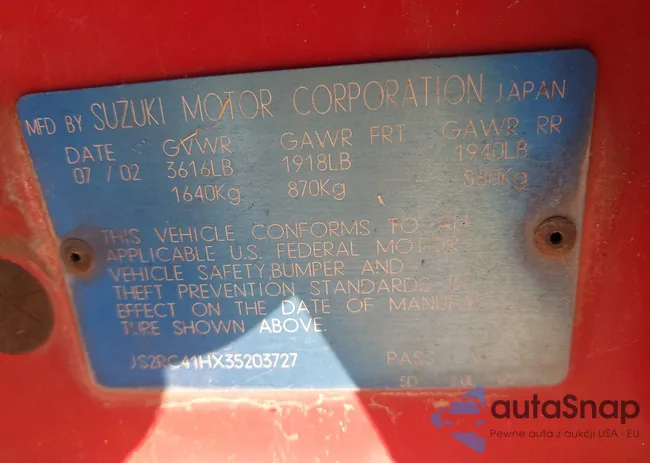 JS2RC41HX35203727: 40058364