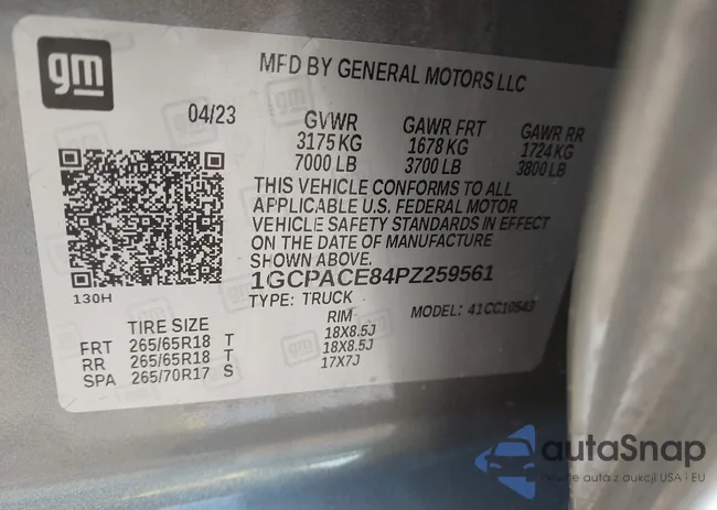 1GCPACE84PZ259561: 40058472