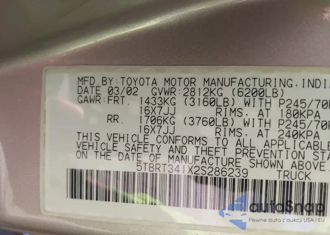 5TBRT341X2S286239: 40058505