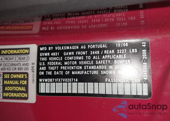 WVWDB71FX7V020714: 40057528