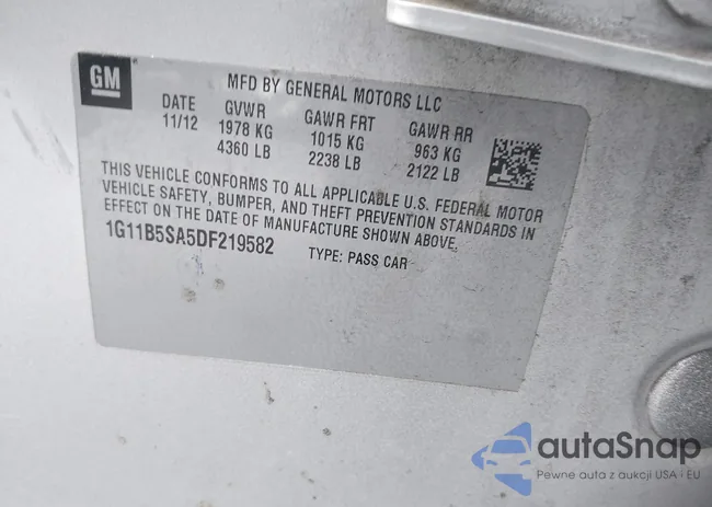 1G11B5SA5DF219582: 40057876