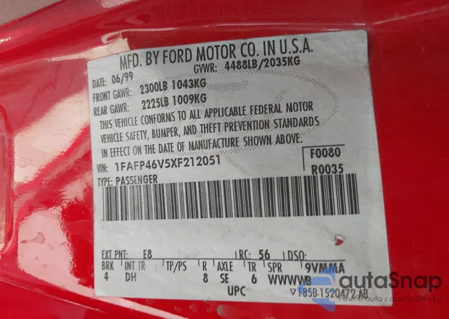 1FAFP46V5XF212051: 40059297