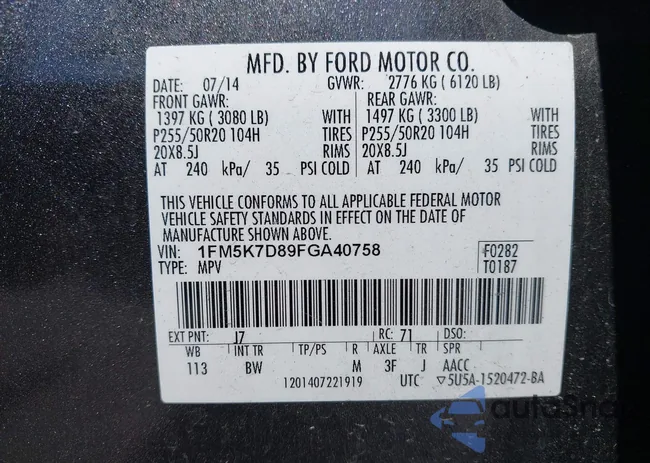 1FM5K7D89FGA40758: 40059305