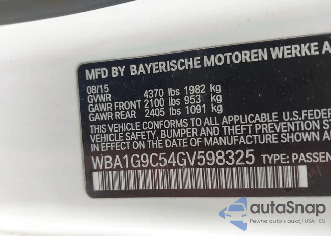 WBA1G9C54GV598325: 40058786