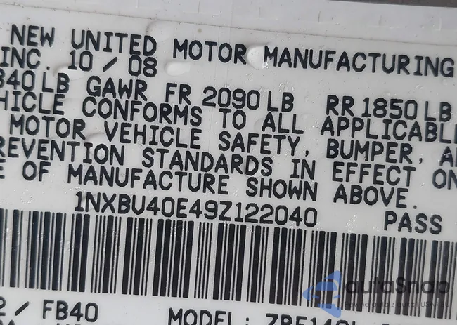 1NXBU40E49Z122040: 40058828