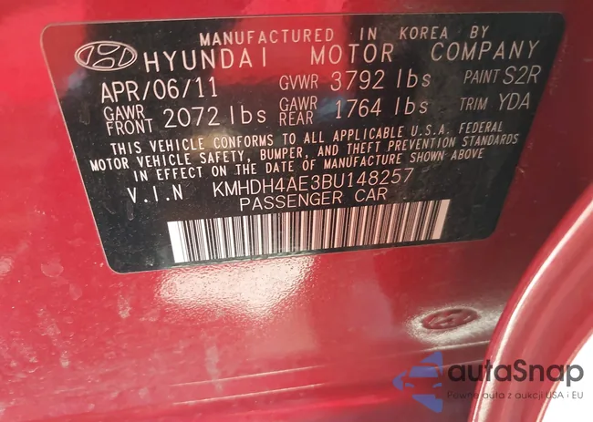 KMHDH4AE3BU148257: 40060110