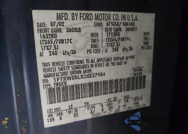 1FTRW08LX2KE37984: 40059609