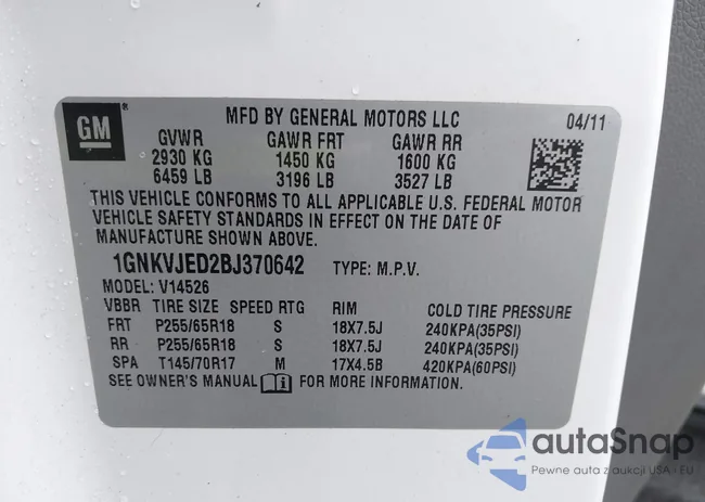 1GNKVJED2BJ370642: 40060986