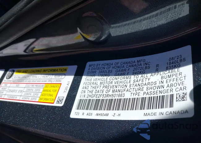 2HGFE2F53RH501663: 40061620