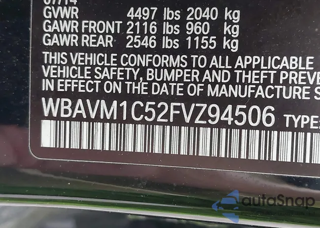 WBAVM1C52FVZ94506: 40063087