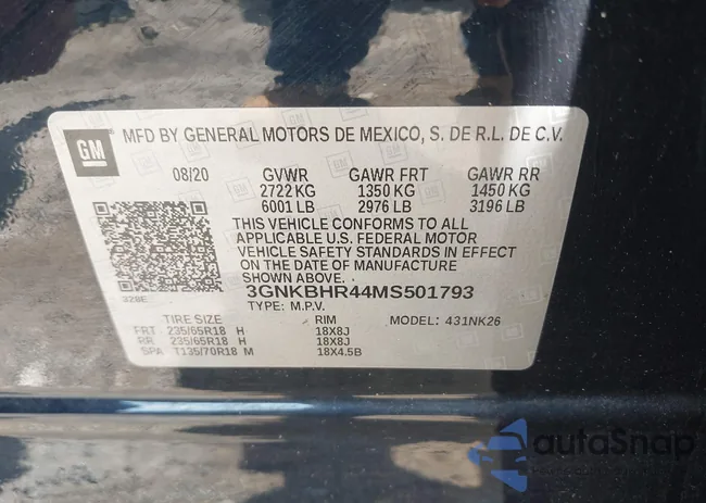 3GNKBHR44MS501793: 40064460