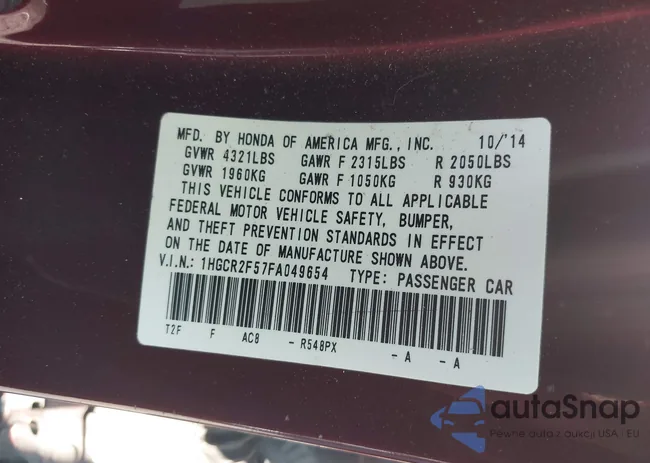 1HGCR2F57FA049654: 40063607