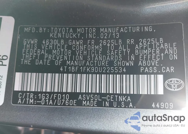 4T1BF1FK9DU225534: 40063738