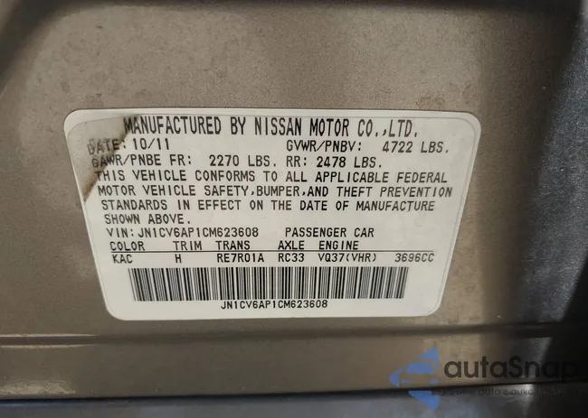 JN1CV6AP1CM623608: 40069351