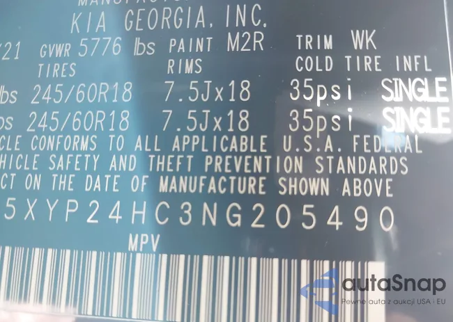 5XYP24HC3NG205490: 40068737