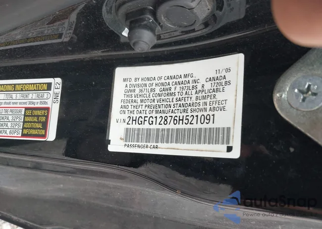 2HGFG12876H521091: 40071181