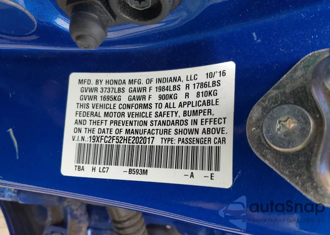 19XFC2F52HE202017: 40075860