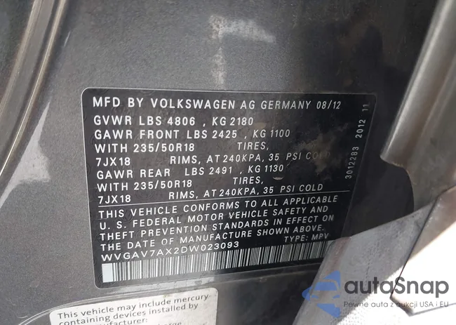 WVGAV7AX2DW023093: 40075607