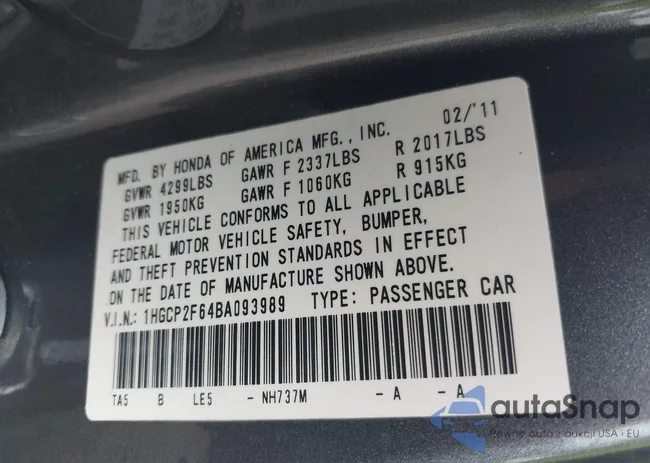 1HGCP2F64BA093989: 40076608