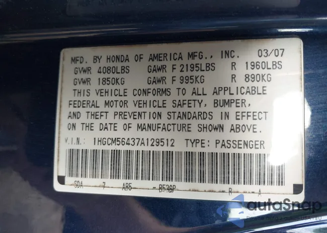 1HGCM56437A129512: 40078387