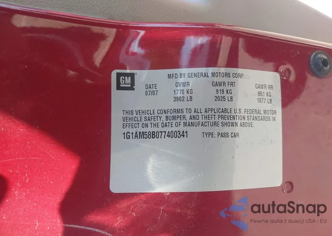 1G1AM58B077400341: 40079125