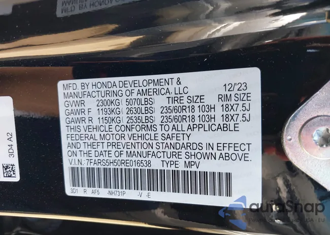 7FARS5H50RE016538: 40078706