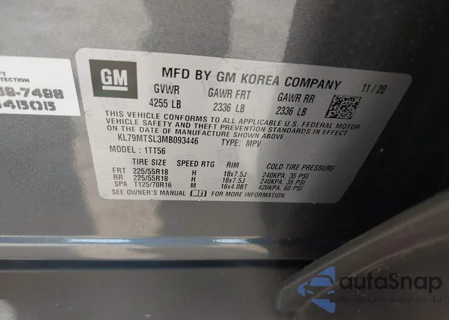 KL79MTSL3MB093446: 40080235