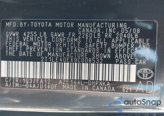 2T1LE40EX9C008532: 40080937