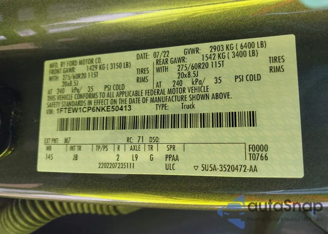 1FTEW1CP6NKE50413: 40080563